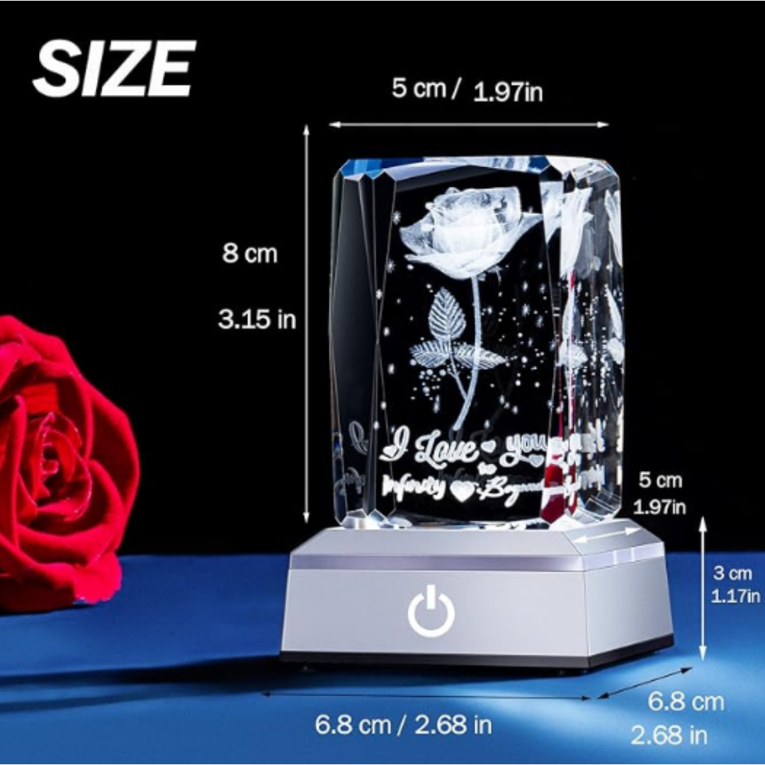 Luz Nocturna LED Rosa de Cristal
