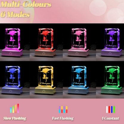 Luz Nocturna LED Rosa de Cristal